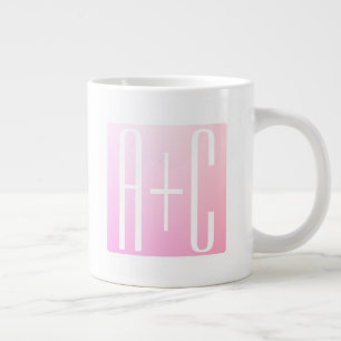 Couple's Initials Subtle Pink Gradation Large Coffee Mug