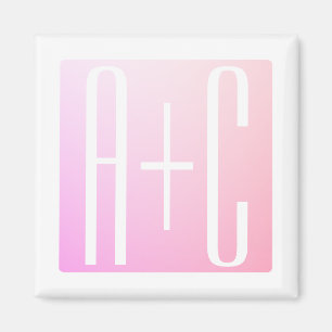Couple's Initials   Subtle Pink Gradation Magnet