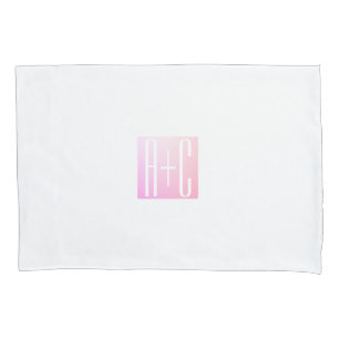 Couple's Initials Subtle Pink Gradation Pillowcase
