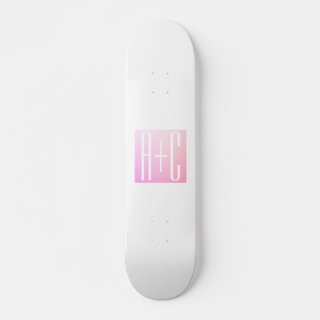 Couple's Initials | Subtle Pink Gradation Skateboard (Front)