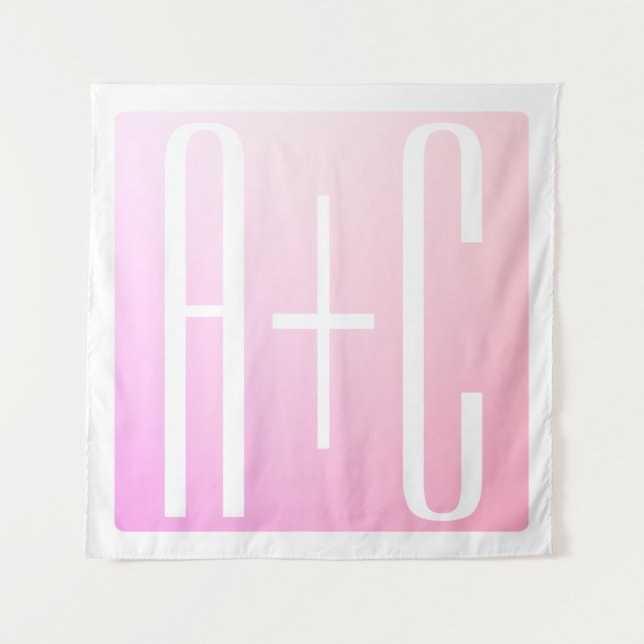 Couple's Initials | Subtle Pink Gradation Tapestry (Front)