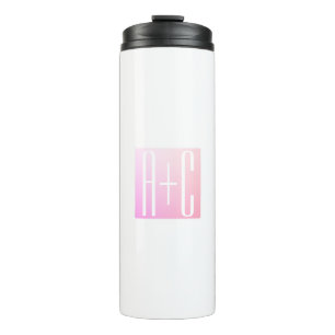 Couple's Initials Subtle Pink Gradation Thermal Tumbler