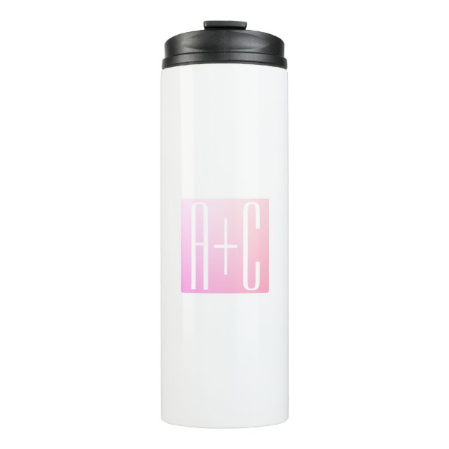 Couple's Initials | Subtle Pink Gradation Thermal Tumbler (Front)