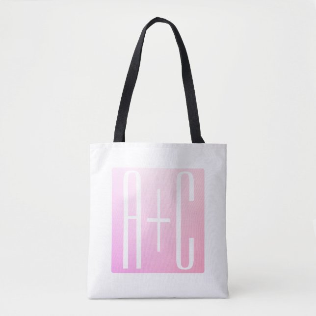 Couple's Initials | Subtle Pink Gradation Tote Bag (Front)