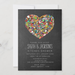 Couples Kitchen Shower Rustic Chalkboard Party Invitation