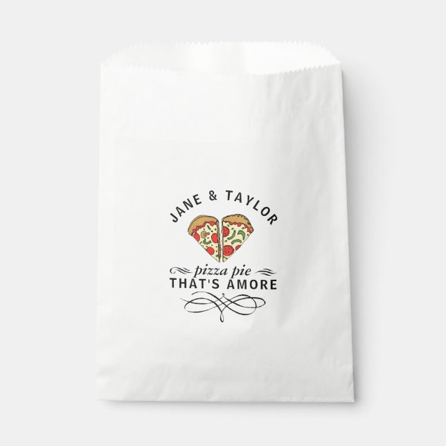 Couples Love Pizza Add Names Favour Bag (Front)