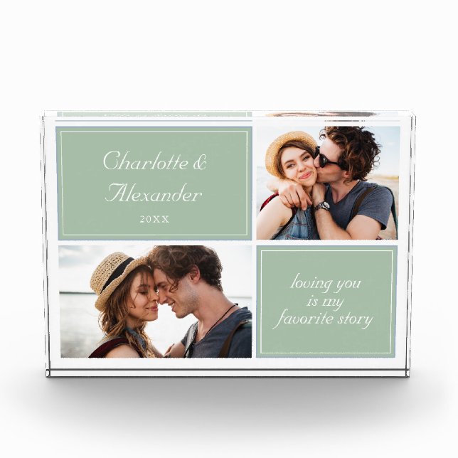 Couples Love Quote Stylish Gift Two Photo Block (Front)