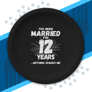 Couples Married 12 Years Funny 12th Anniversary Paper Plate