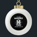 Couples Married 14 Years Funny 14th Anniversary Ceramic Ball Christmas Ornament<br><div class="desc">Funny 14th wedding anniversary gift for couples that have been living the married life for 14 years and have seen & heard it all and nothing scares them. Perfect for a married couple celebrating 14 years of marriage with a 14th wedding anniversary party! This novelty anniversary gag gift will get...</div>