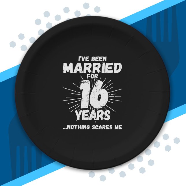 Couples Married 16 Years Funny 16th Anniversary Paper Plate (Creator Uploaded)