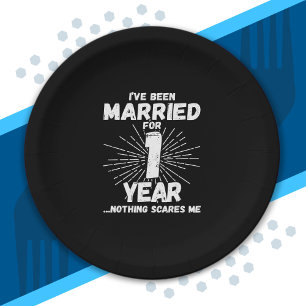Couples Married 1 Year Funny 1st Anniversary Paper Plate