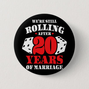 Couples Married 20 Years - Funny 20th Wedding Anni 6 Cm Round Badge