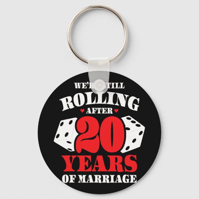 Couples Married 20 Years - Funny 20th Wedding Anni Key Ring (Front)