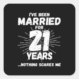 Couples Married 21 Years Funny 21st Anniversary Square Sticker