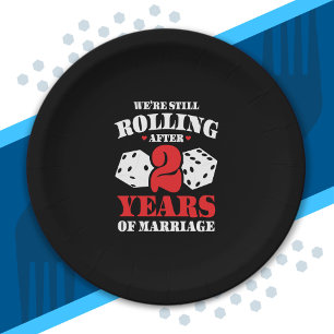Couples Married 2 Years Funny 2nd Anniversary Paper Plate