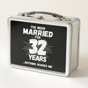 Couples Married 32 Years Funny 32nd Anniversary Metal Lunch Box