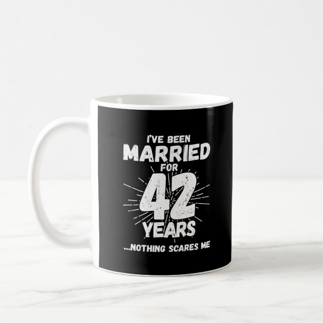 Couples Married 42 Years Funny 42nd Anniversary Coffee Mug (Left)