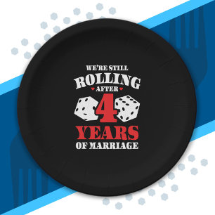 Couples Married 4 Years Funny 4th Anniversary Paper Plate