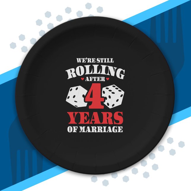 Couples Married 4 Years Funny 4th Anniversary Paper Plate (Creator Uploaded)