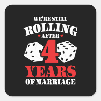 Couples Married 4 Years Funny 4th Anniversary Square Sticker