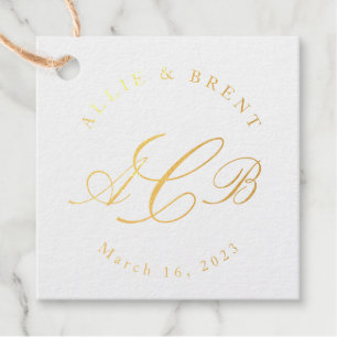 Couple's Monogram and Date Wedding Favour Tags