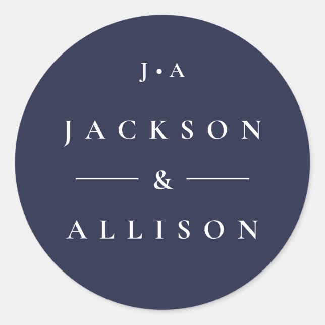 Couples monogram name wedding sticker (Front)