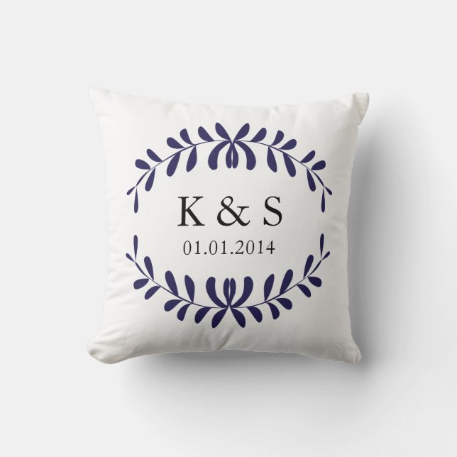 Couples Monogram Pillow | Navy Blue (Front)