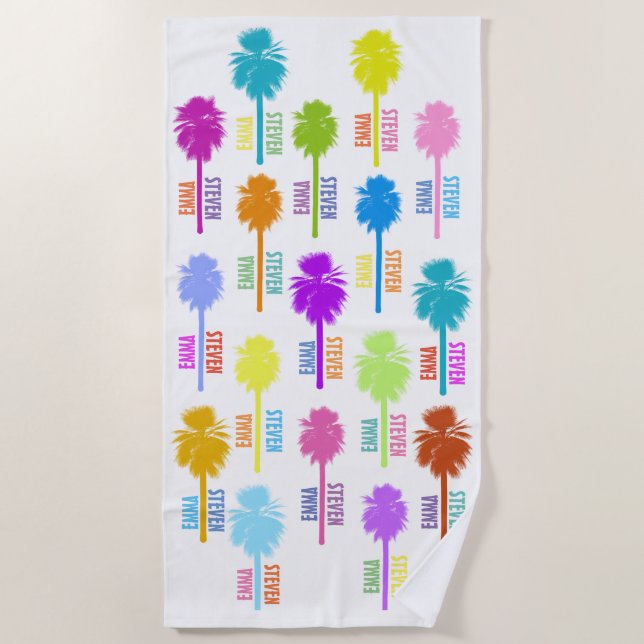 Couples Monogram Tropical Beach Vacation Souvenir Beach Towel (Front)