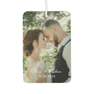 Couples Name And Wedding Photo Car Air Freshener