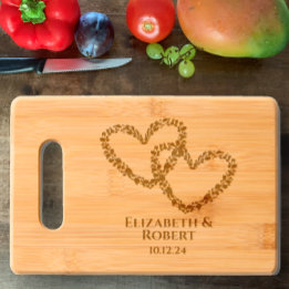Couple's Name Date Heart Wedding Modern Keepsake Cutting Board
