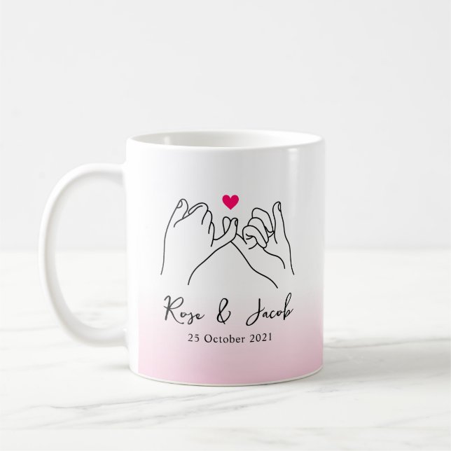 Couple's Name Valentine's Day Pinky Promise Coffee Mug (Left)