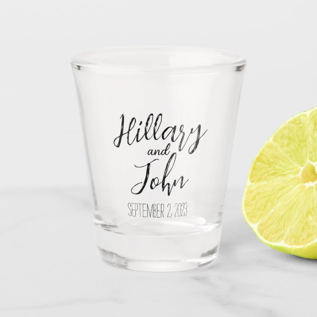 Couples Names and Date Classic Shot Glass (Front)