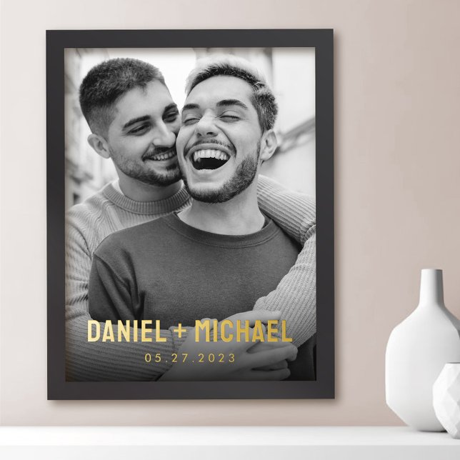 Couples names and date photo foil prints (Creator Uploaded)