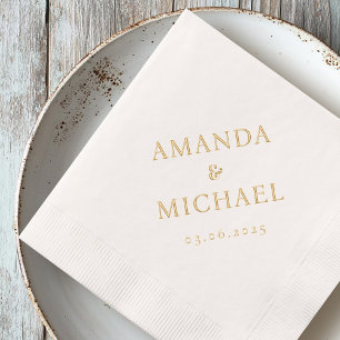 Couple's names and wedding date elegant foil napkins