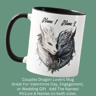 Couples Names Black & White Dragons, for Lovers  Mug