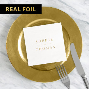 Couples Names Modern Classic Wedding Foil Napkins