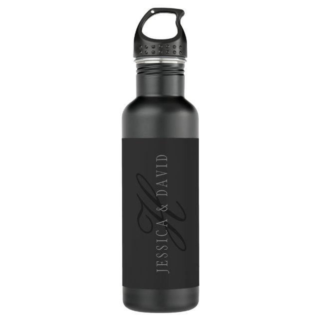 Couples Names & Surname Monogram 710 Ml Water Bottle (Front)