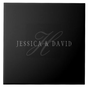 Couples Names & Surname Monogram Ceramic Tile