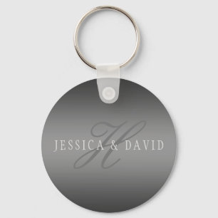 Couples Names & Surname Monogram Gradient Grey Key Ring