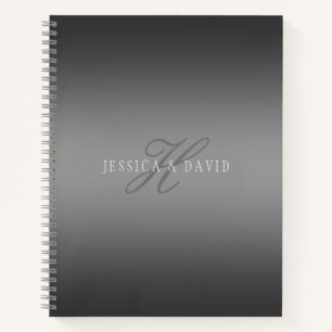 Couples Names & Surname Monogram Gradient Grey Notebook