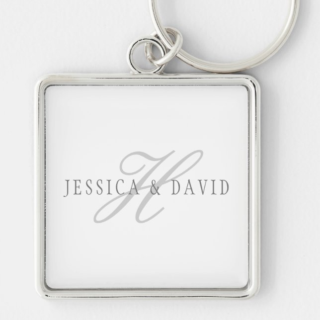 Couples Names & Surname Monogram Key Ring (Front)