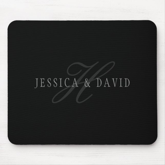 Couples Names & Surname Monogram Mouse Pad (Front)
