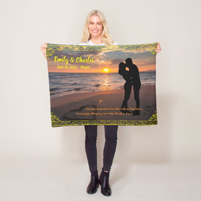 Couples, or Wedding Wall Decor Fleece Blanket (In Situ)