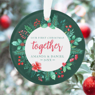 Couple's Our First Christmas Together Wreath Ornament