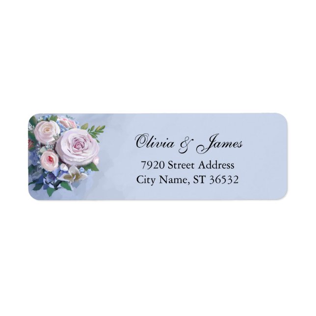 Couples Peony Rose Floral Elegant Return Address Label (Front)