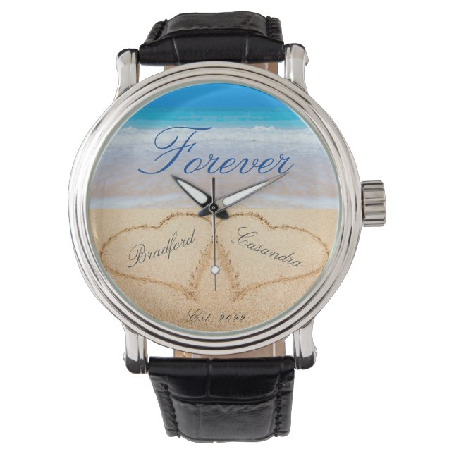  Couples  Personalised Forever | Hearts in Sand   Watch (Front)