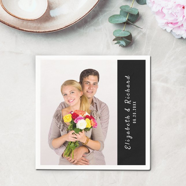 Couples Personalised Photo Name Template Napkin (Creator Uploaded)