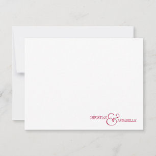 Couples Personalised Stationery Burgundy Scallop Card