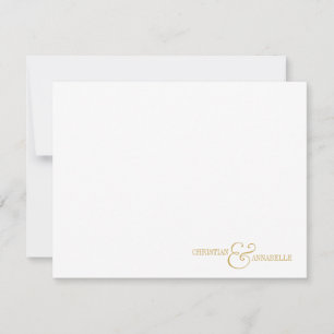 Couples Personalised Stationery Faux Gold Scallop Card