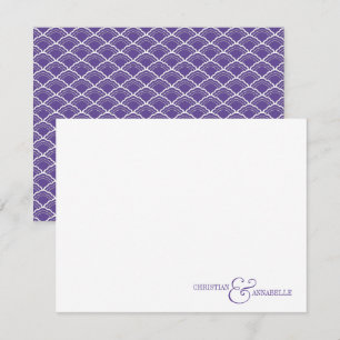 Couples Personalised Stationery Purple Scallop Card